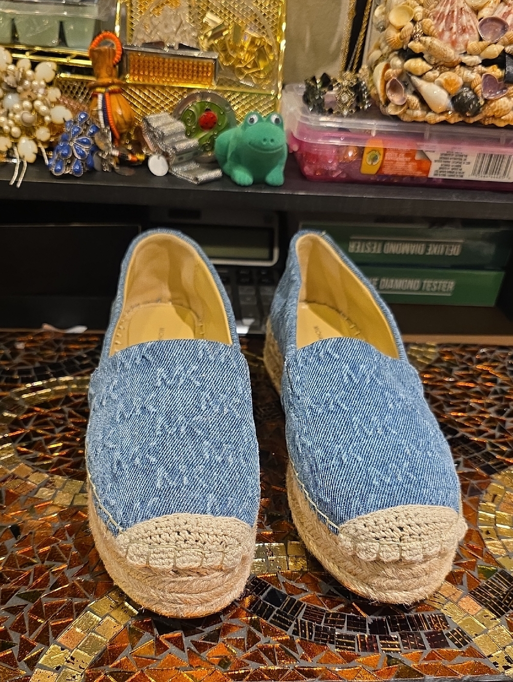 Michael Kors Denim Blue and Natural Espadrille Flats